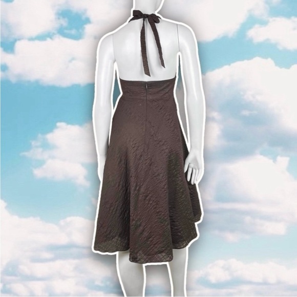 J. CREW Y2k Vintage Seersucker Crinkle Gauze Halter Midi Dress Preppy Coastal - Picture 8 of 11